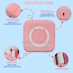 Portable Instant Photo Mini Printer, With 3 Sticky Thermal Paper Roll.