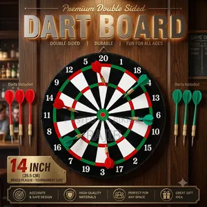 Premium Double-Sided Wooded Dart Board Game Set 12 Inch