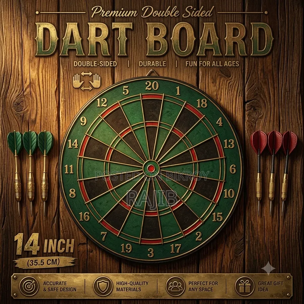Premium Double-Sided Wooded Dart Board Game Set 12 Inch
