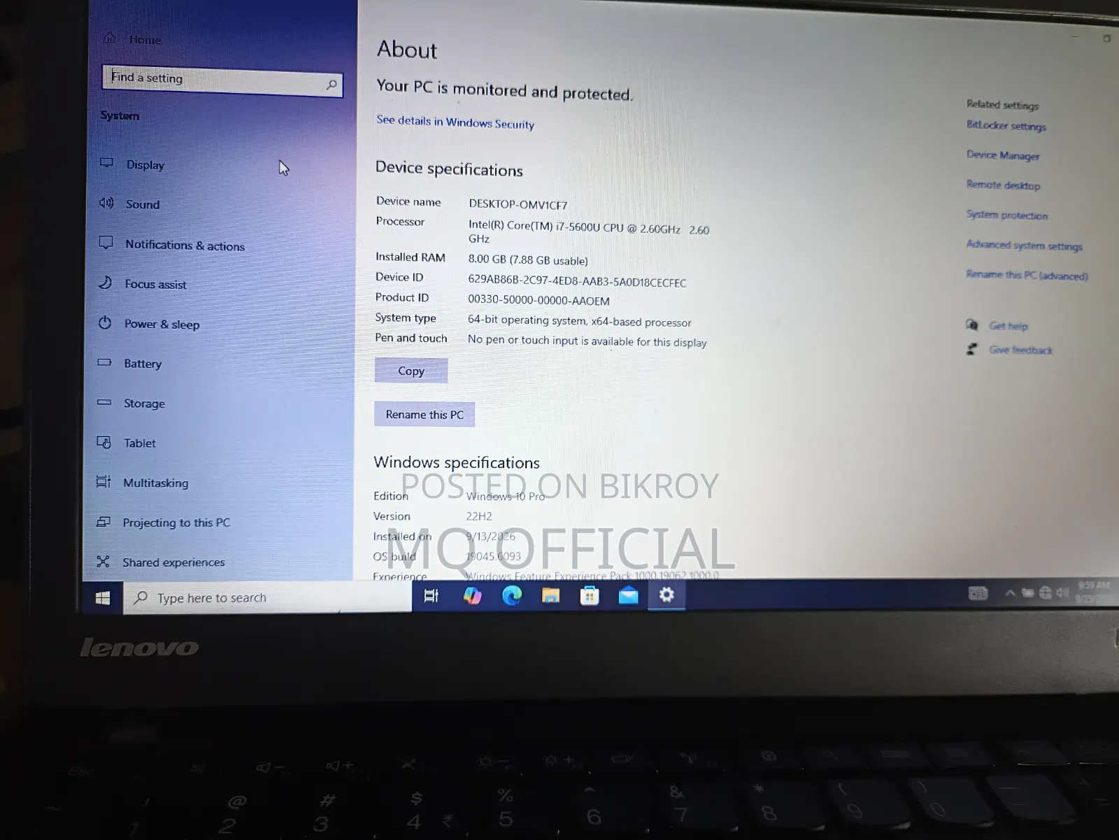 Laptop Lenovo ThinkPad X250 8GB Intel Core i7 SSD 128GB