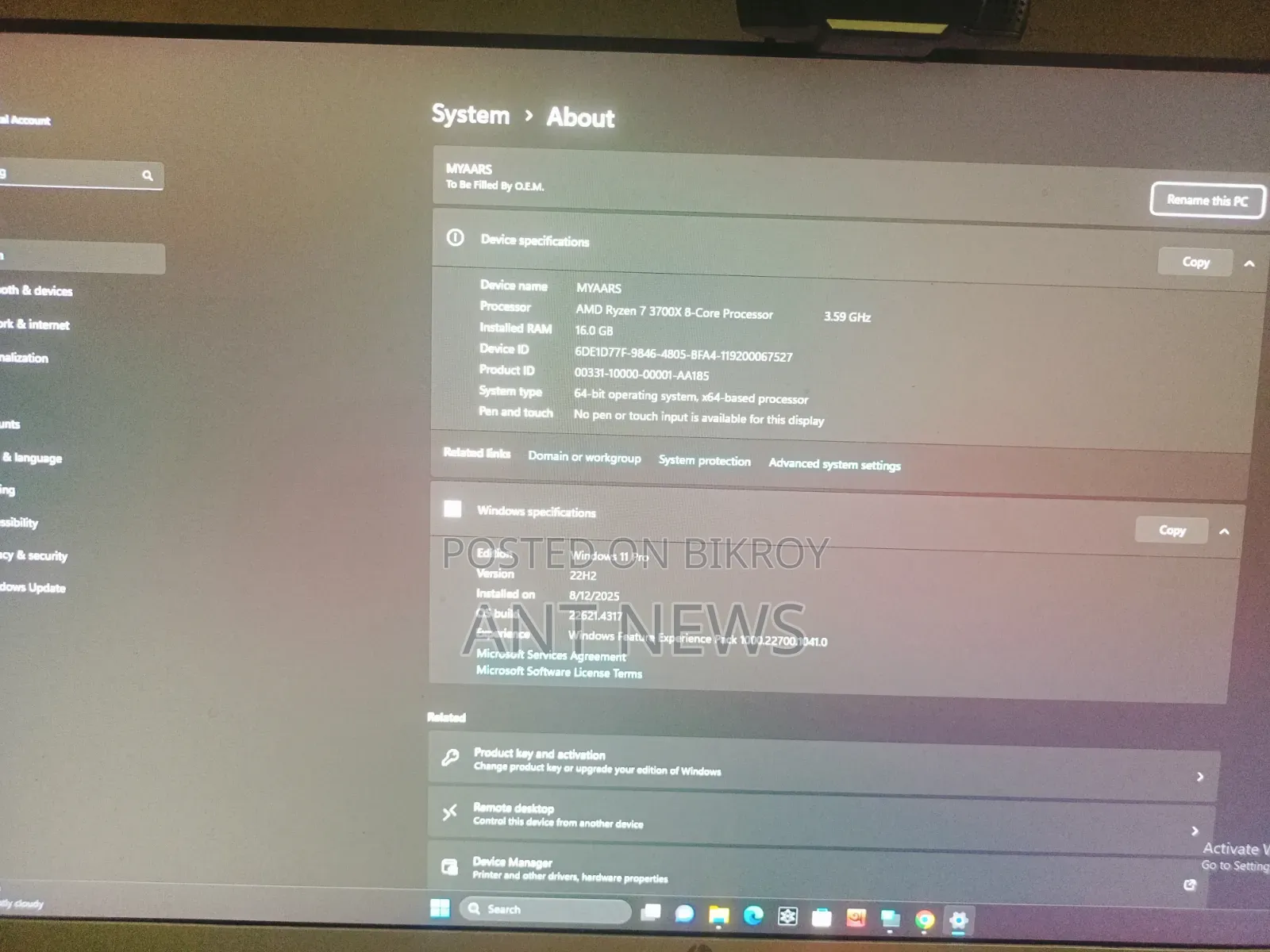 Desktop Computer 16GB AMD Ryzen 7 HDD+SSD 1T