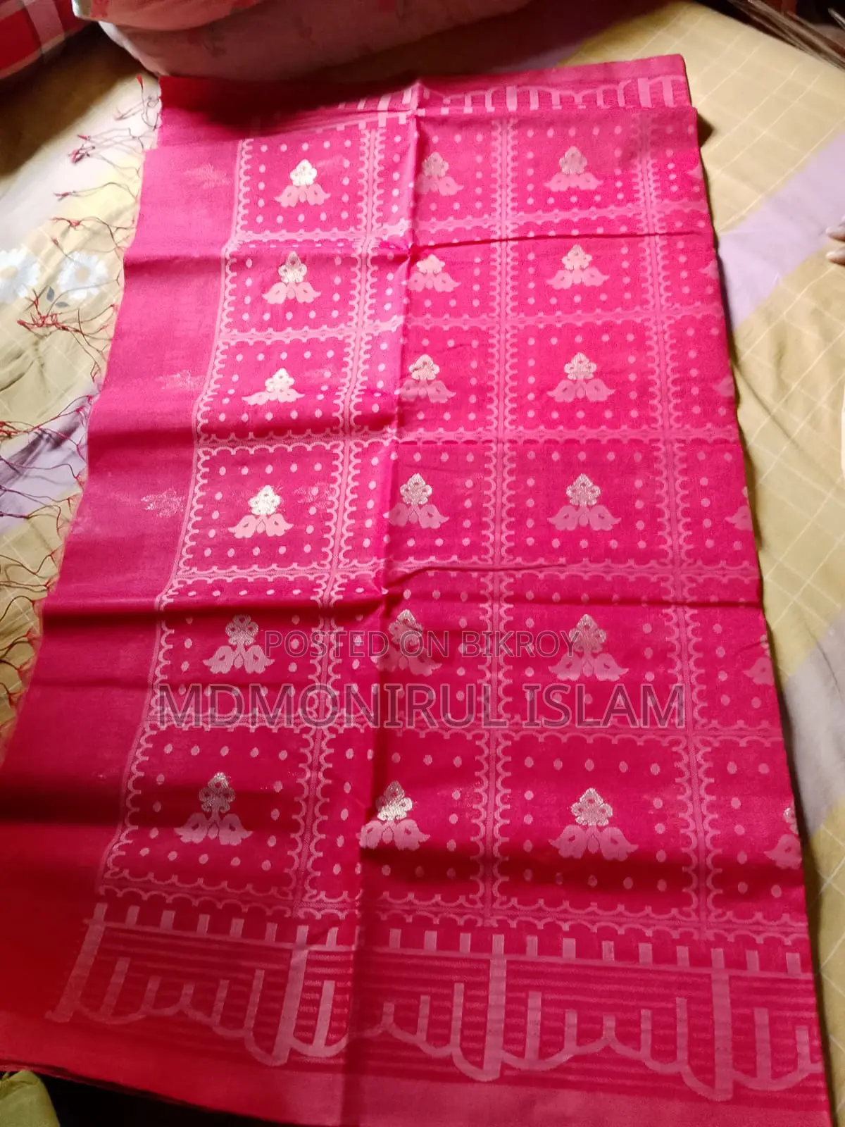 Original Pink Jamdani Silk Saree - New