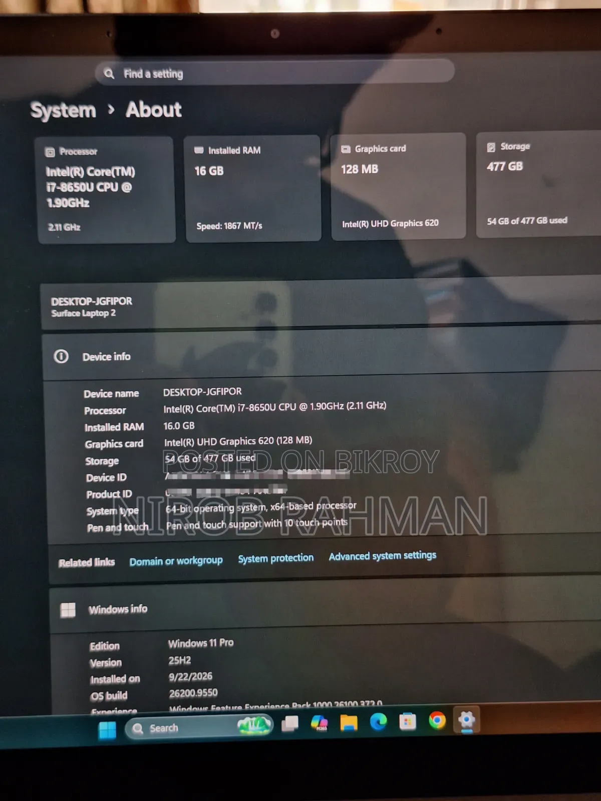 Laptop Microsoft Surface 2 16GB Intel Core i7 SSD 512GB
