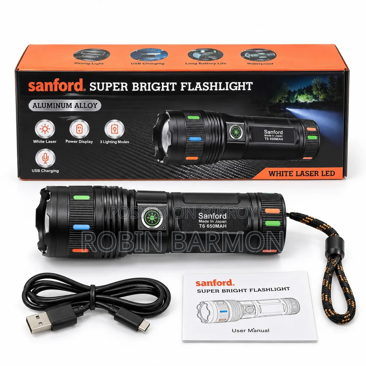 Sanford Super Bright White Laser LED Flashlight – Made in Japan