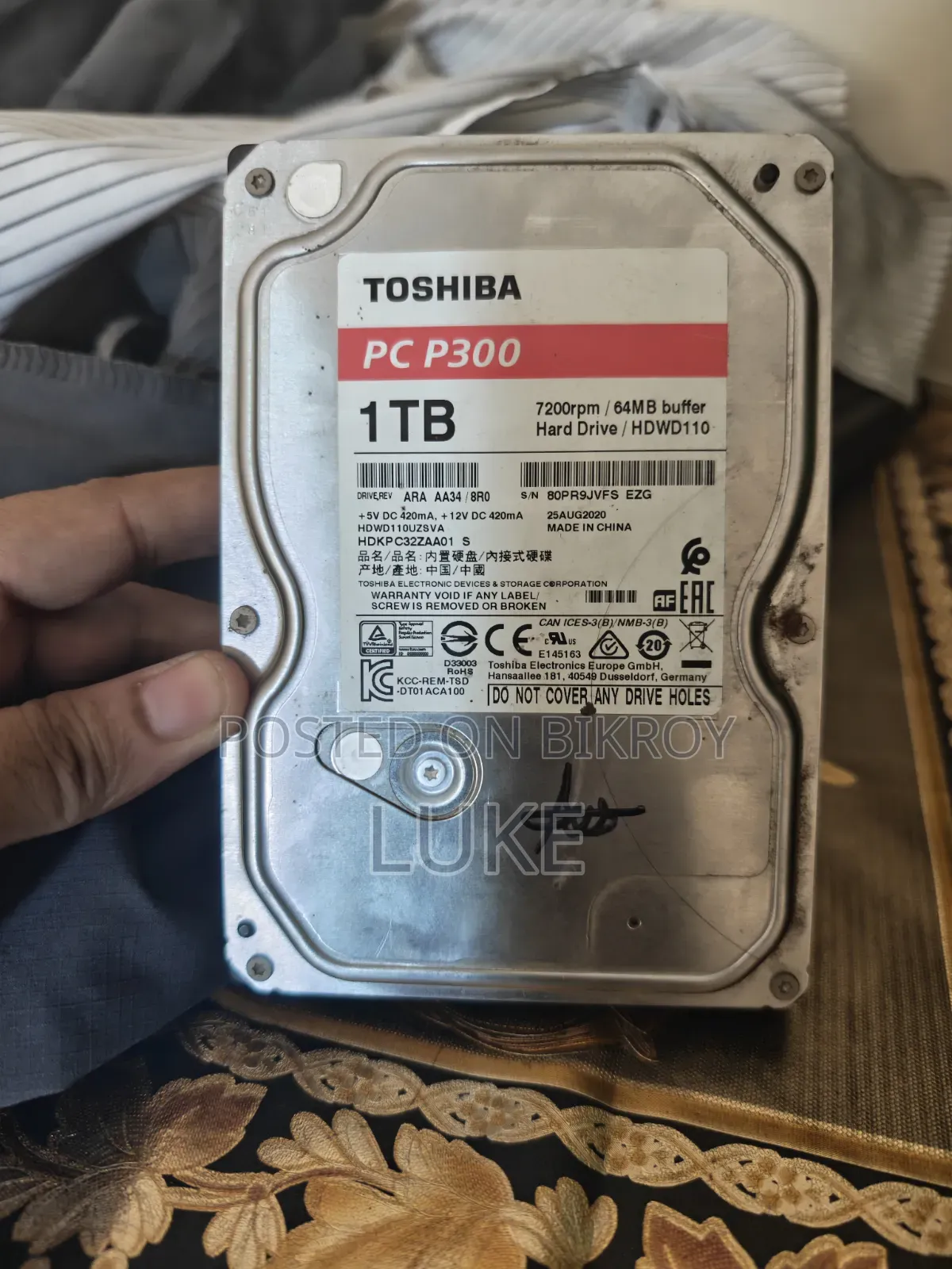 Toshiba 1tb HDD With 100% Health!