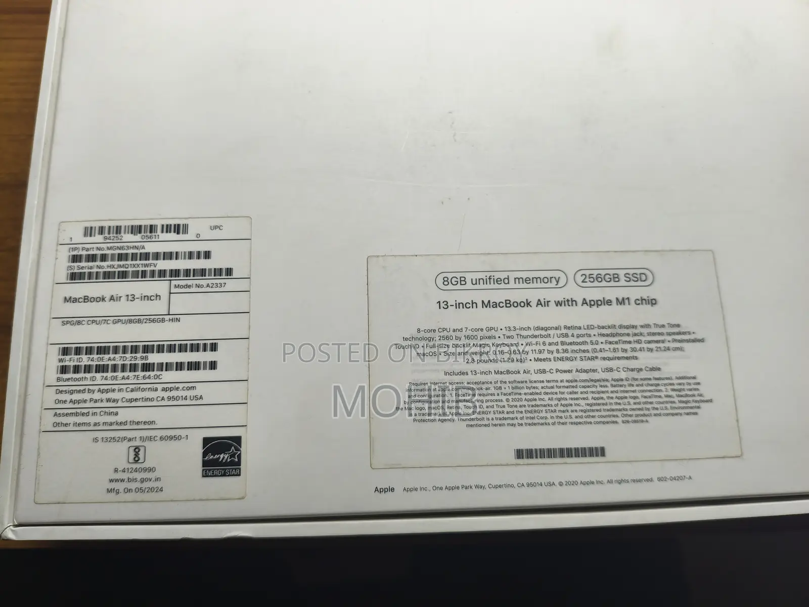 Laptop Apple MacBook Air 2020 M1 8GB Apple M1 SSD 256GB