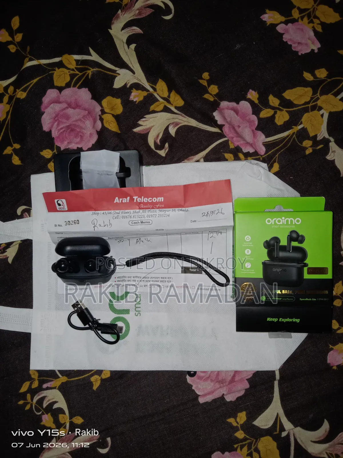 *বিক্রি Oraimo SpaceBuds Lite OTW-324 বক্স+মেমো+ওয়ারেন্টি সহ*