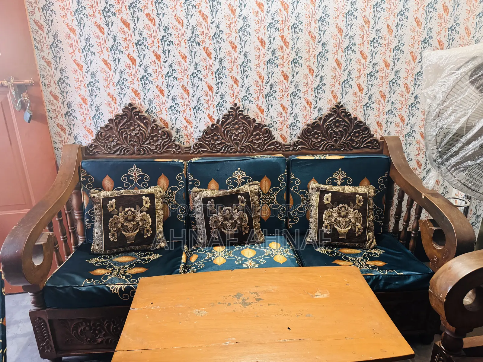 Segun Wood Sofa 5 Seater Set , With Foam , Cushion