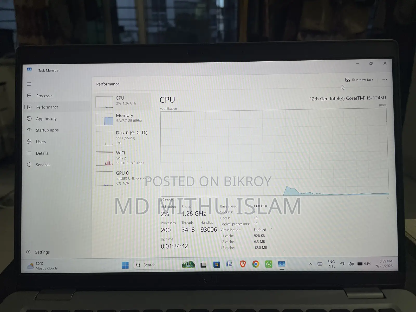 Laptop Dell Latitude 5430 8GB Intel Core i5 SSD 256GB