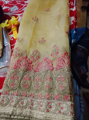 New Intact Organza Muslin Party Sharee