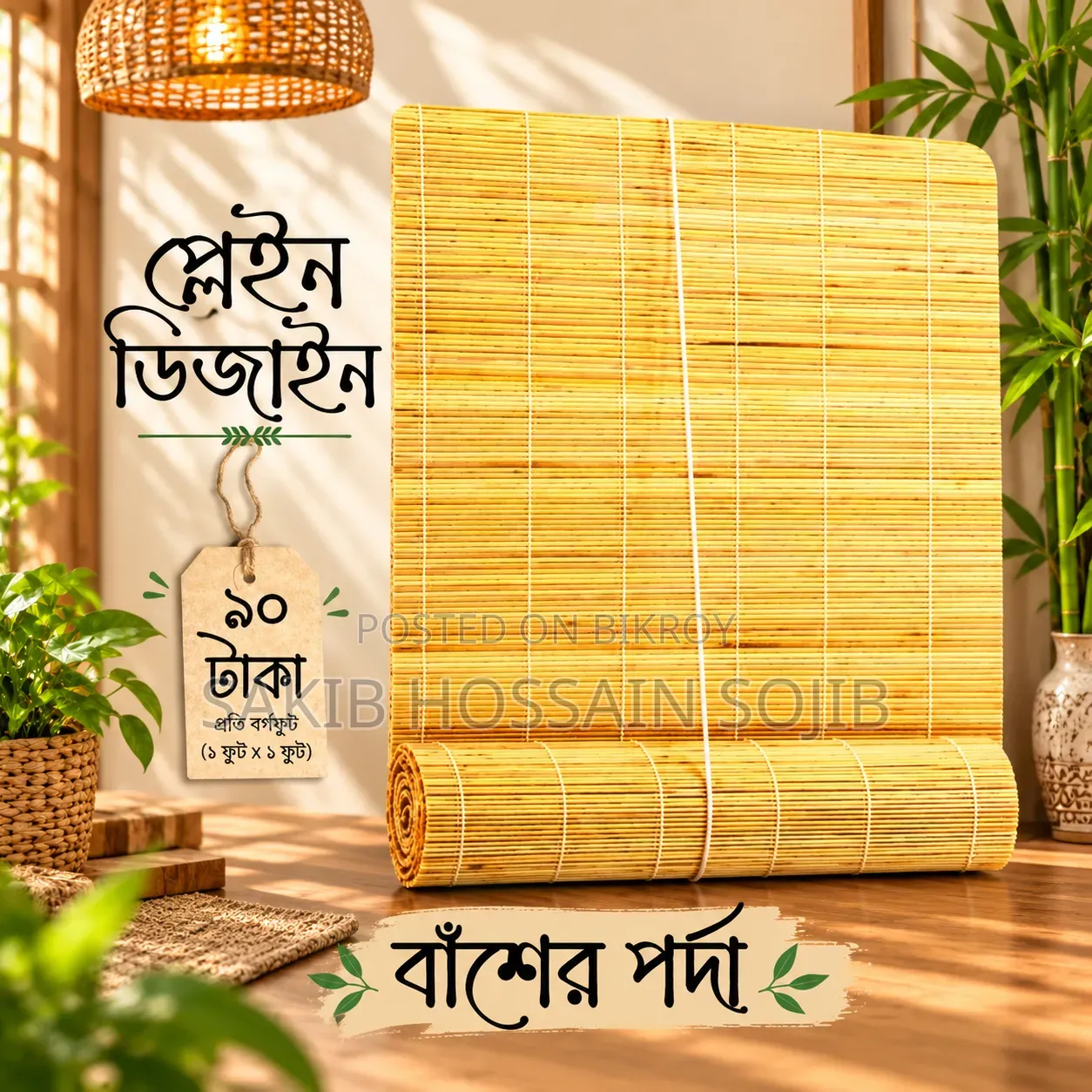 বাঁশের পর্দা | Bamboo Blind | Basher Porda | প্লেইন ডিজাইন