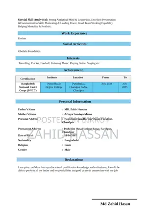 Part-Time Weekend CV