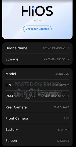 New Tecno Camon 40 256 GB Blue