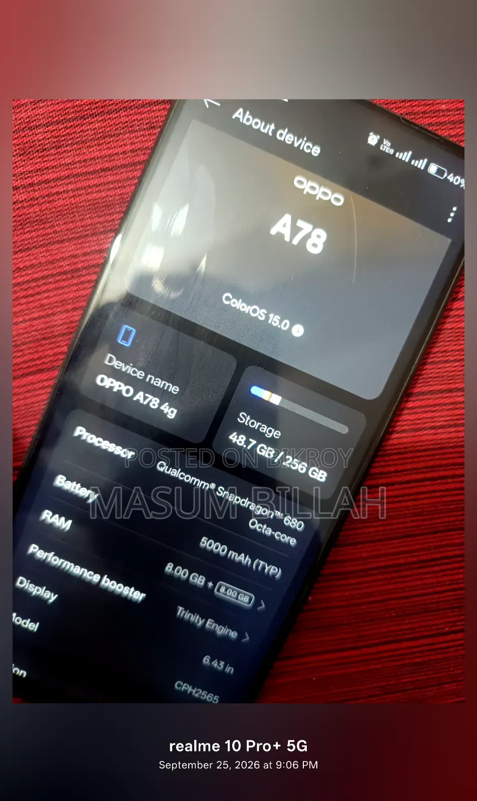 Oppo A78 4G 256 GB Black