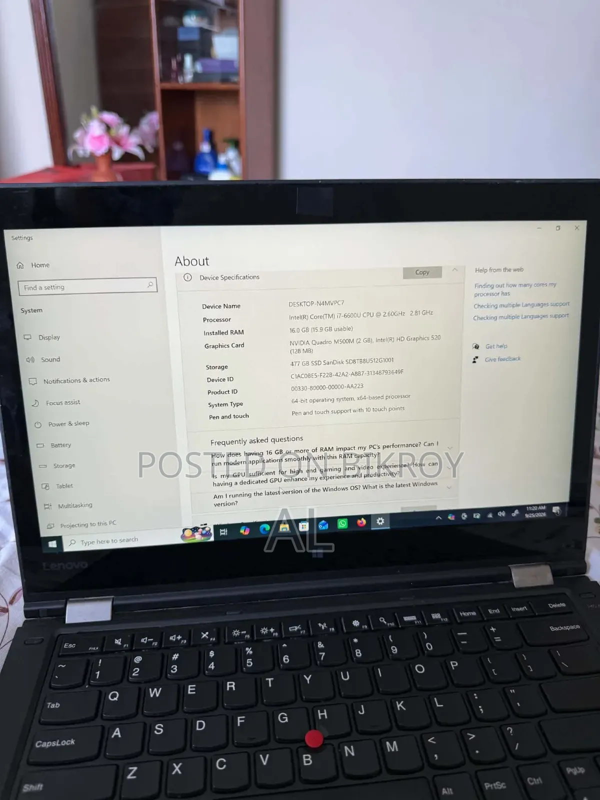 Laptop Lenovo ThinkPad P40 Yoga 16GB Intel Core i7 SSD 500GB