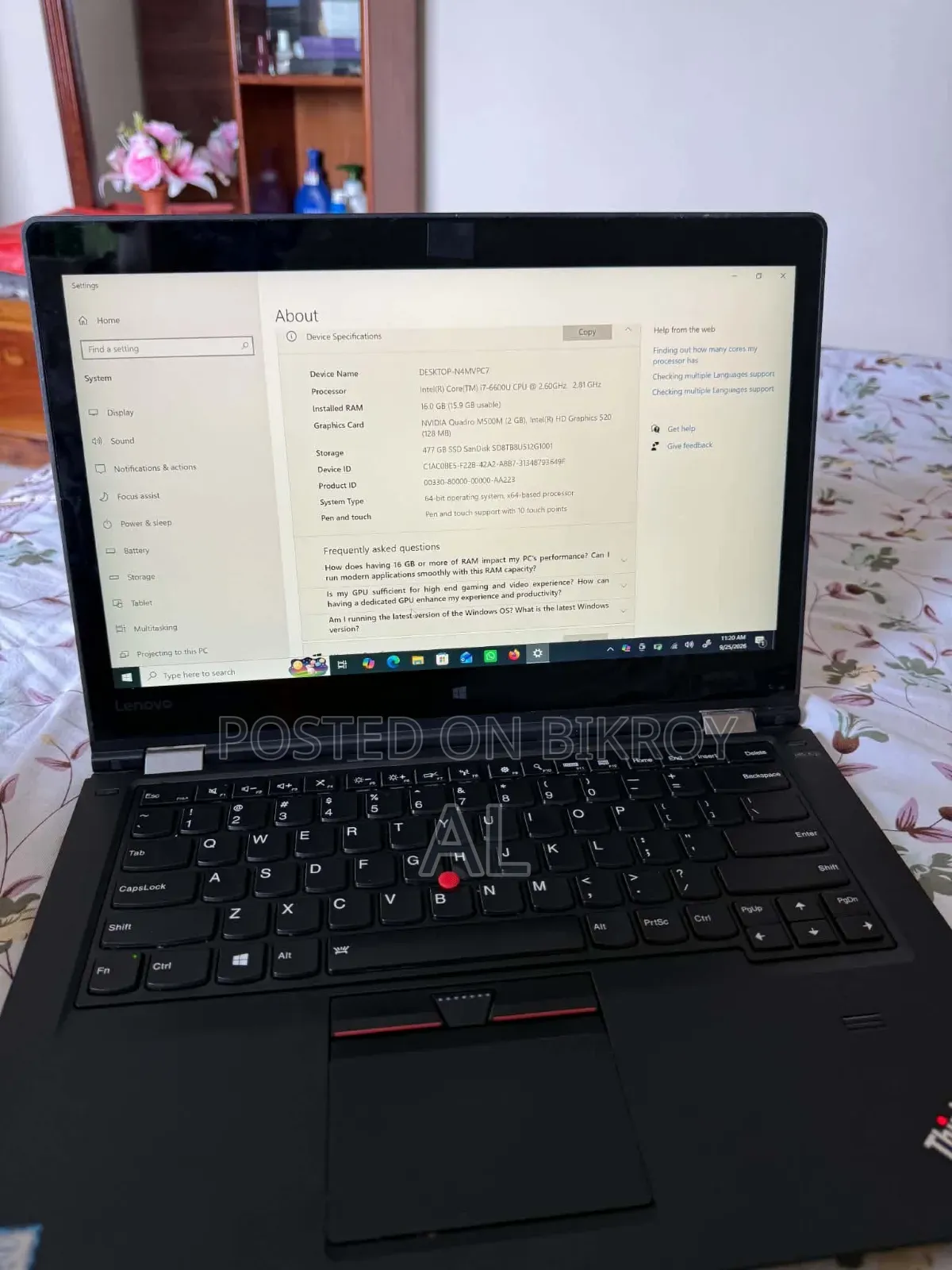 Laptop Lenovo ThinkPad P40 Yoga 16GB Intel Core i7 SSD 500GB