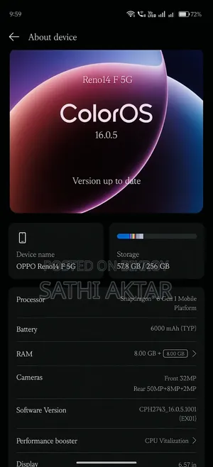 অপ্পো রেনো ১৪ এফ ২৫৬ জিবি ব্ল্যাক