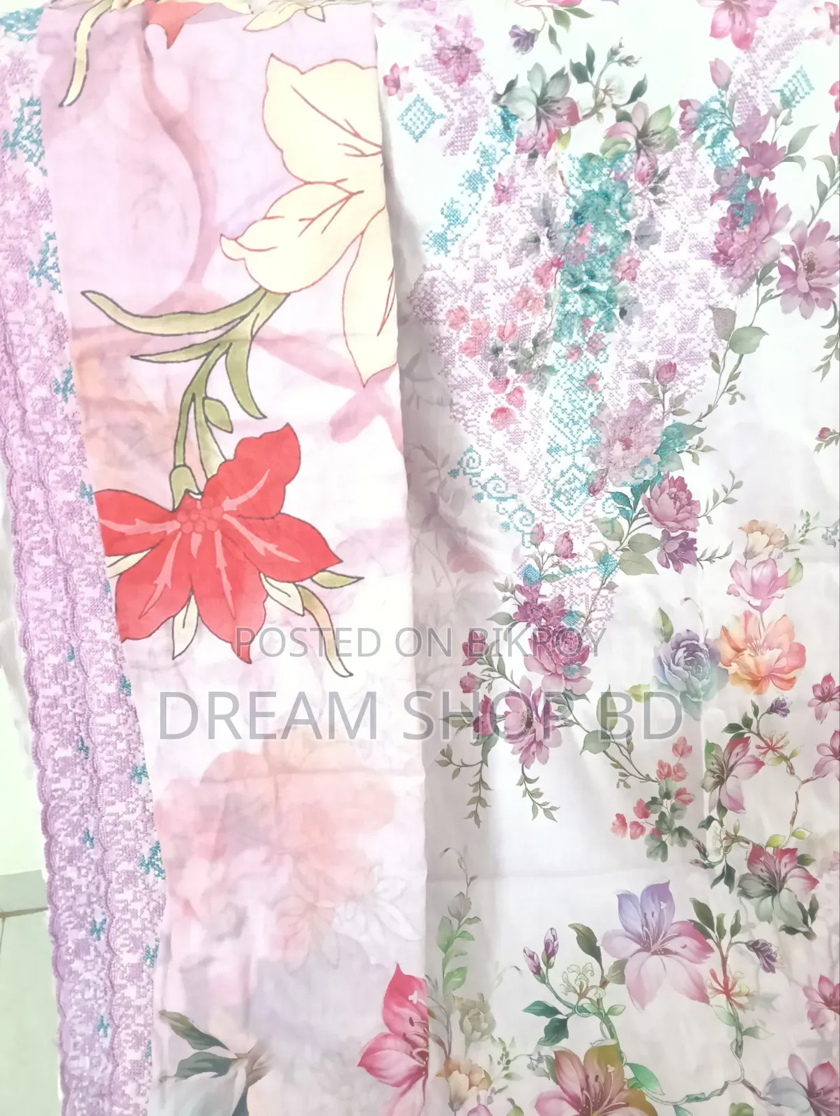 Embroidered and Laser Cut Nice, comfortable Unstitched Cotton 3pcs