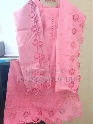 এমব্রয়ডারি এবং লেজার কাট চমৎকার, আরামদায়ক আনস্টিচড সুতি ৩ পিস