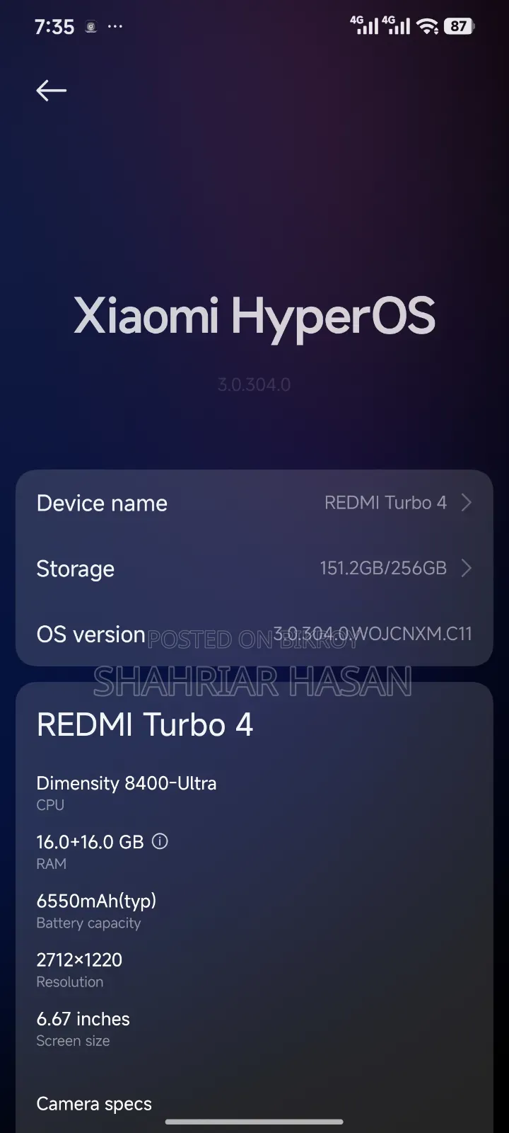Xiaomi Redmi Turbo 4 256 GB Graphite