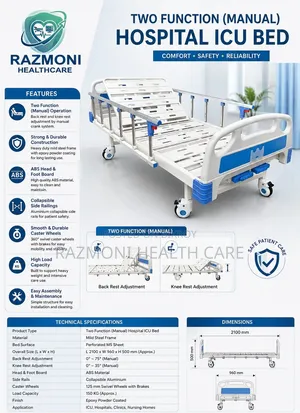 Two Function Manual Hospital Bed With Mattress