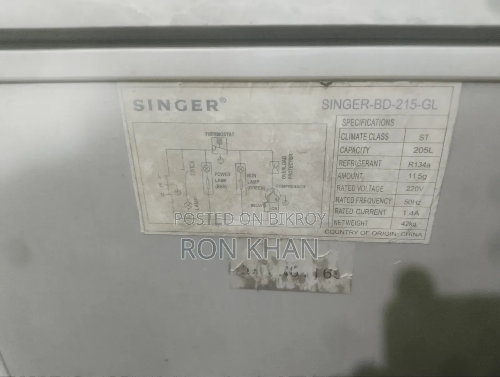 Singer 205L Fridge for Sale