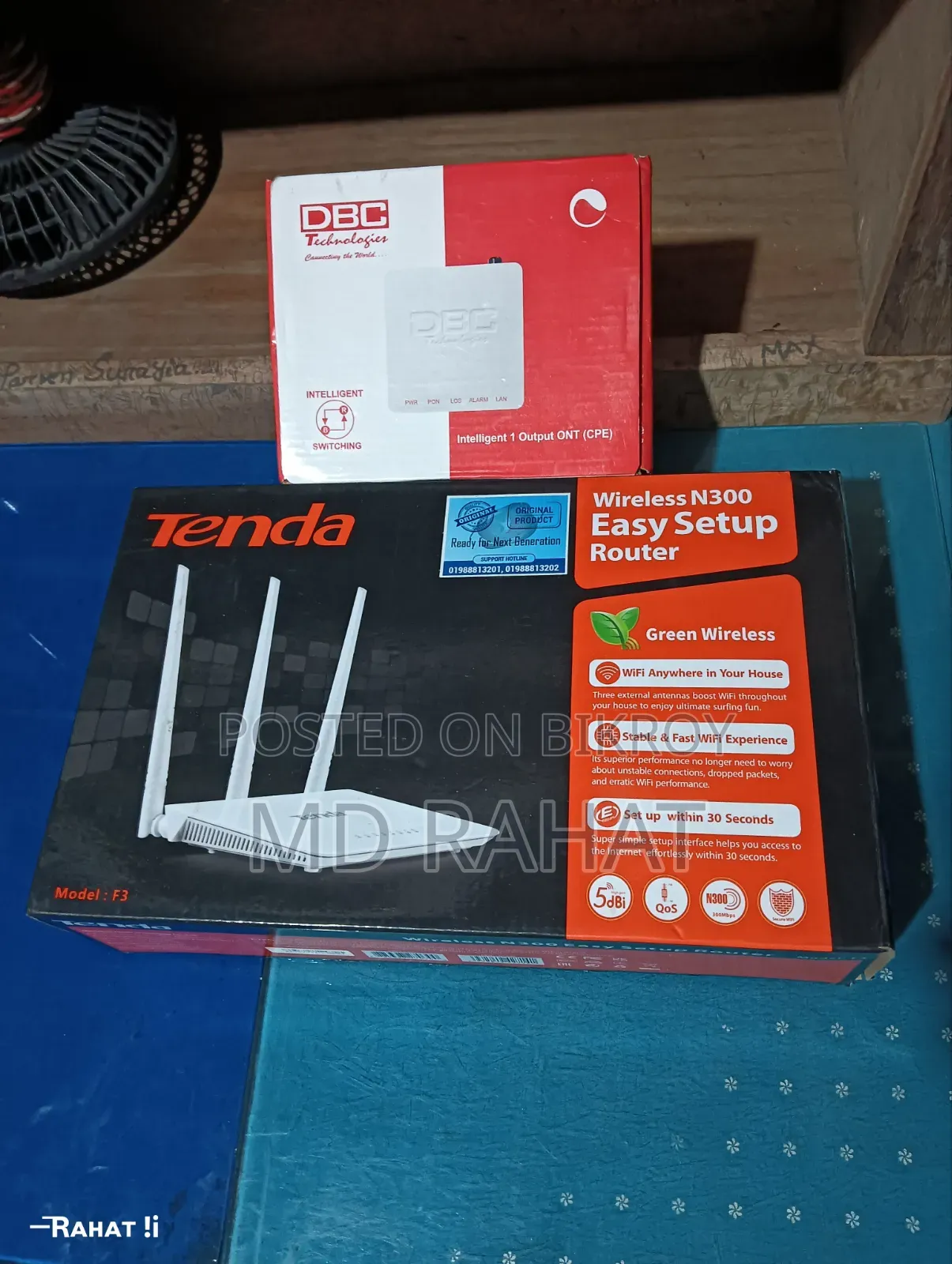 2 Core Fiber Cable 58 Meters, Tenda F3 Router, DBC ONU