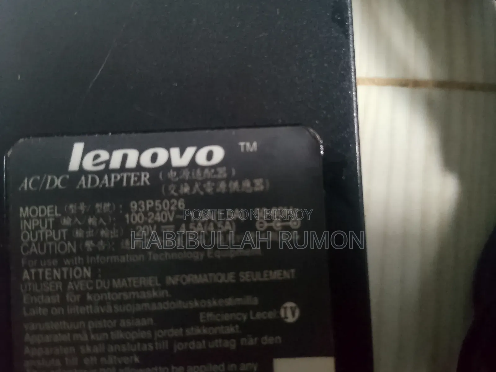 Lenovo Charger (Thick Pin)