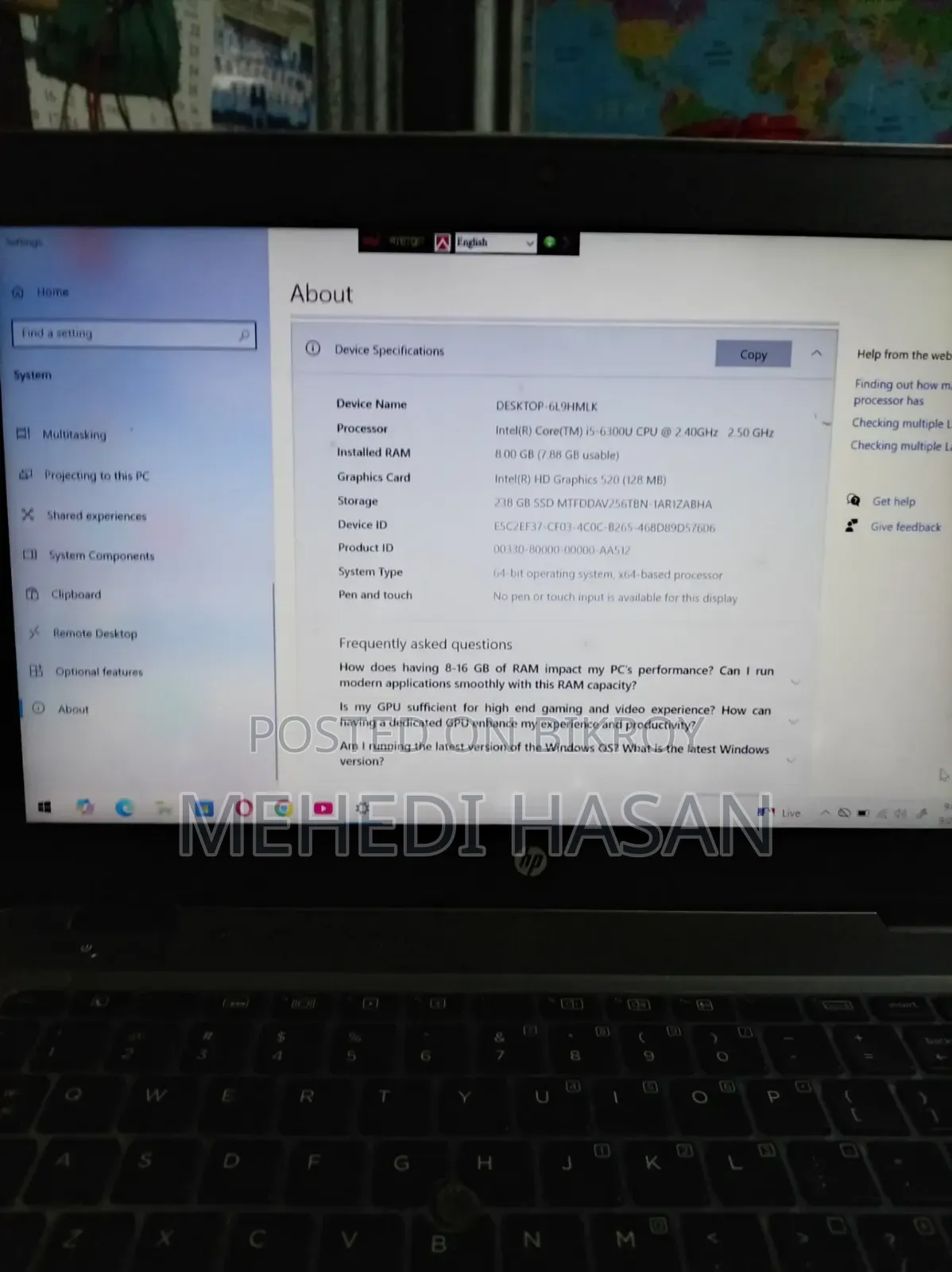 Laptop HP EliteBook 840 G3 8GB Intel Core i5 SSD 256GB