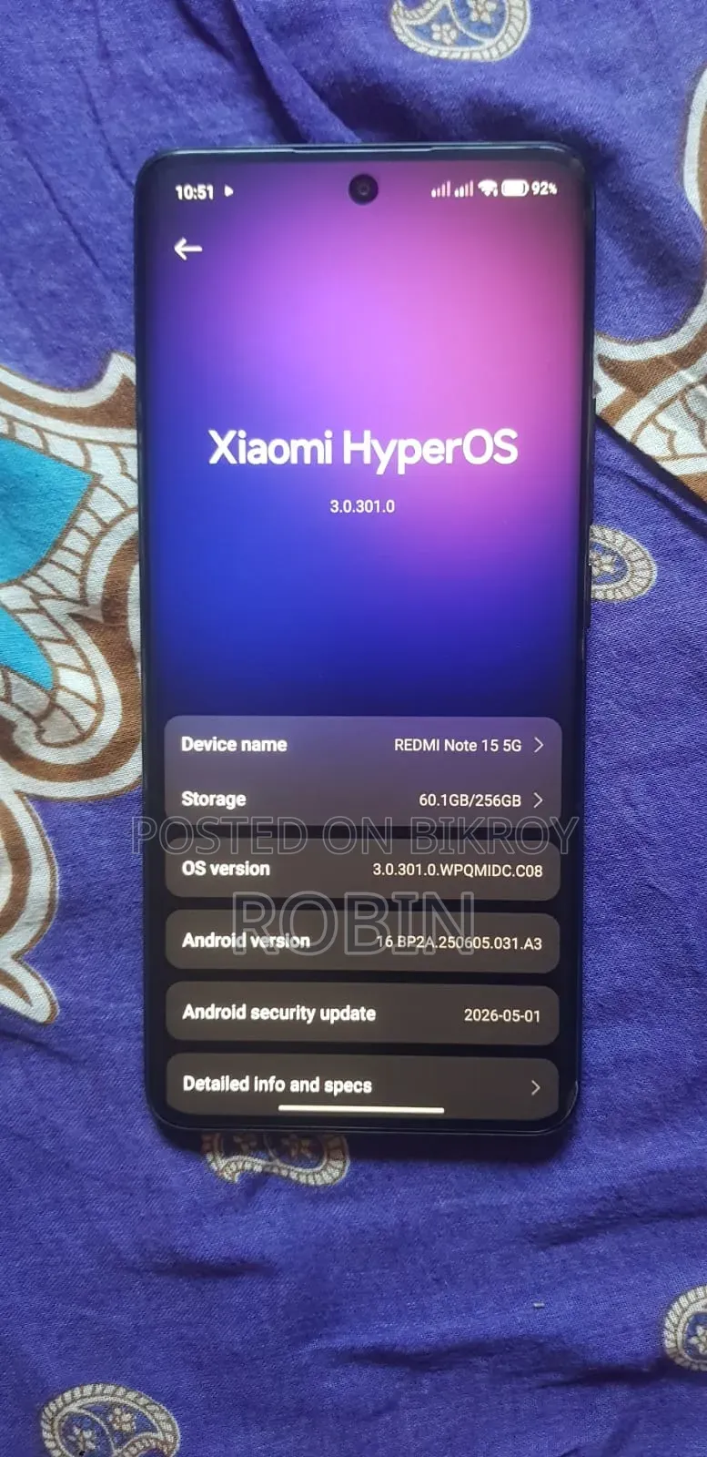 শাওমি রেডমি নোট ১৫ ২৫৬ জিবি ব্ল্যাক