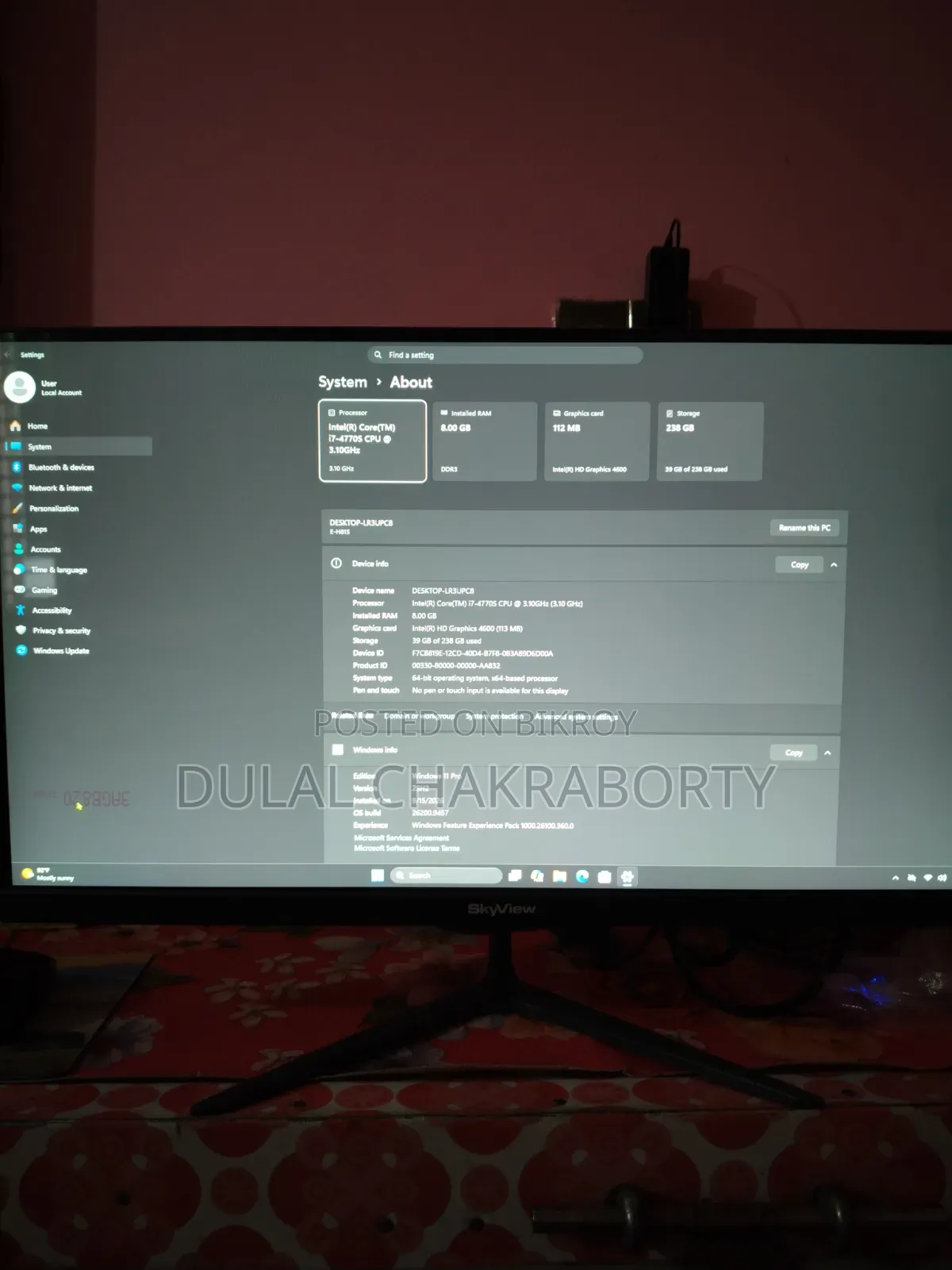 Desktop Computer 8GB Intel Core i7 SSD 256GB