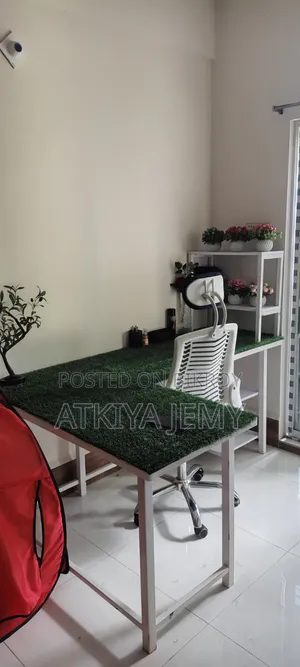 Bed, wardrobe, computer table and chair.