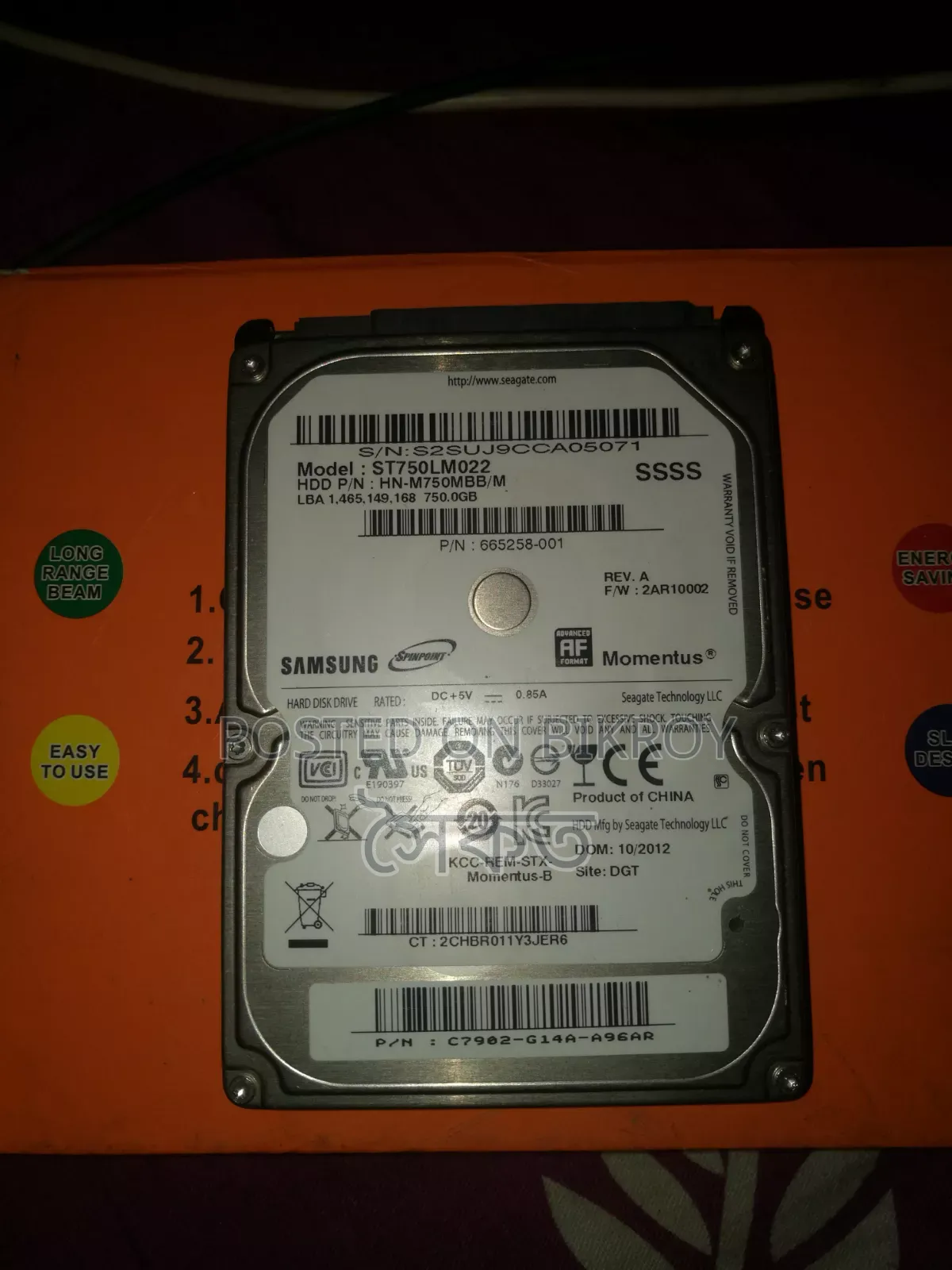 Samsung 750 GB Hard Disk 100% Health
