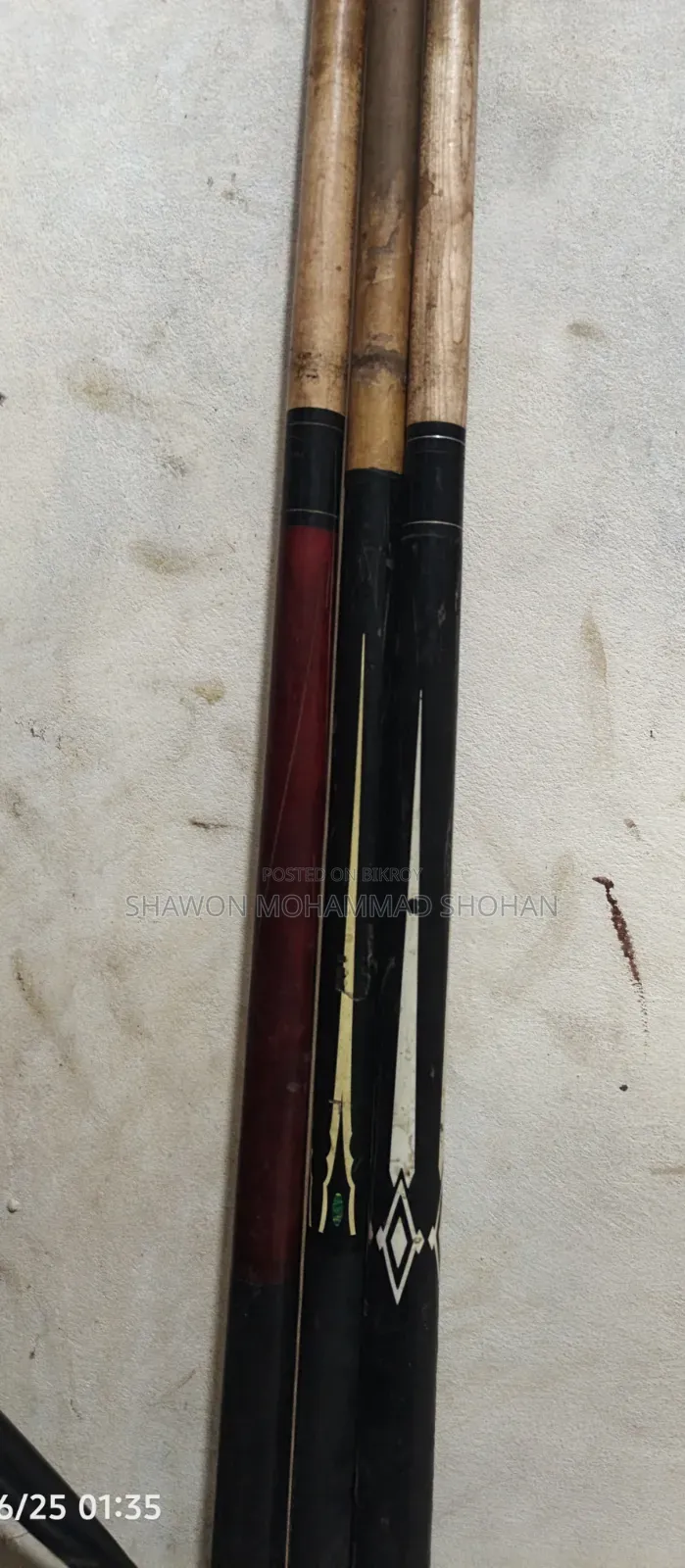 Pool Cue 58 Inch Fresh Conditions 3pcs Argent Sale