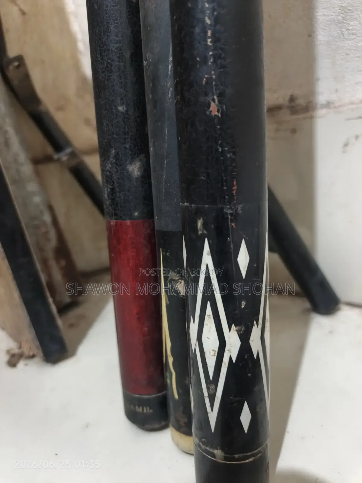 Pool Cue 58 Inch Fresh Conditions 3pcs Argent Sale