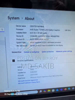 Desktop Computer 8GB AMD Ryzen 7 SSD 256GB
