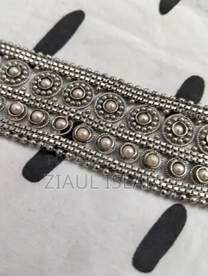 Oxidized German Silver and Pearl Statement Necklace