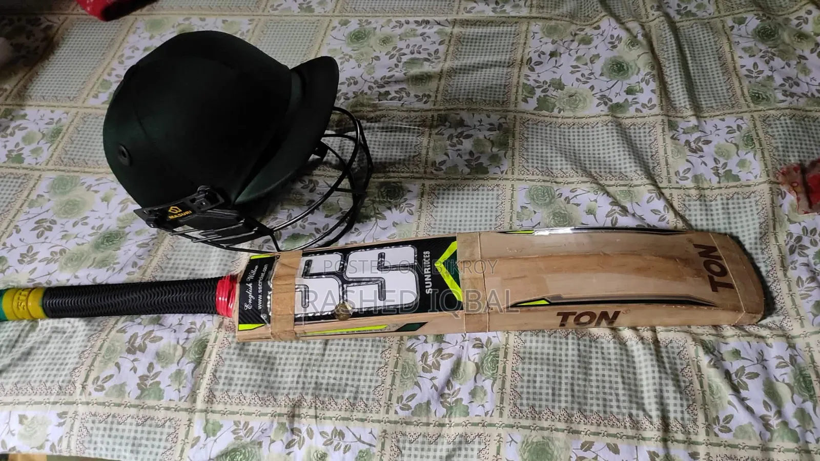 Cricket Bat and Helmet