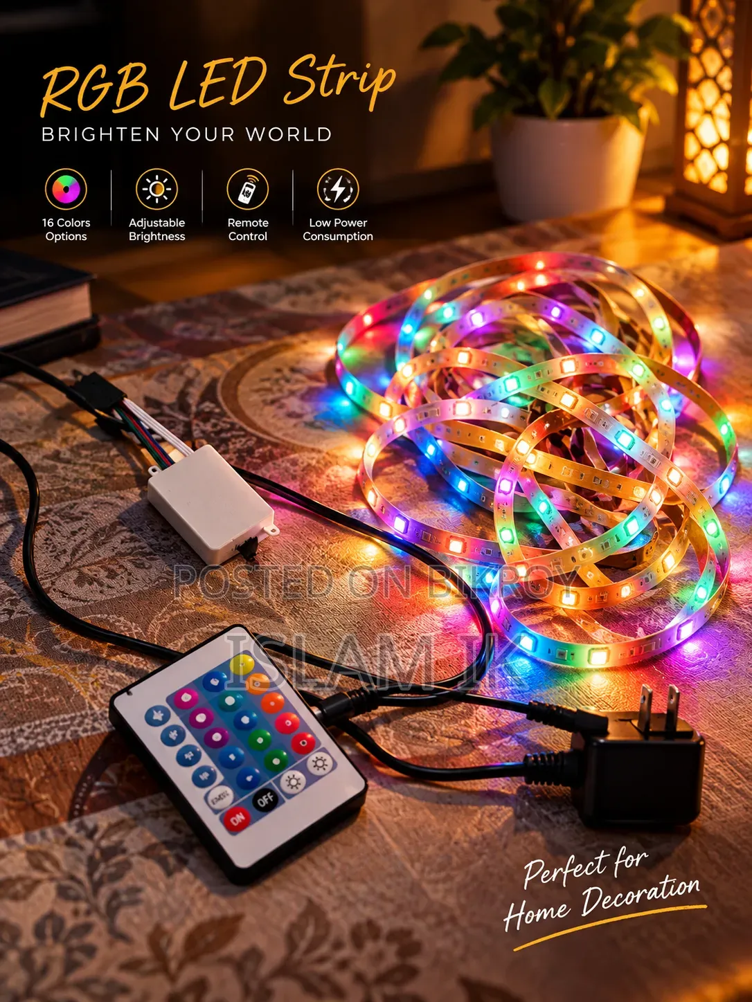 RGB Strip Lite Electric 7 Color Light 12 Feet