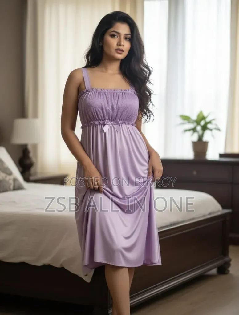 Premium Silk Satin Lacy Nighty