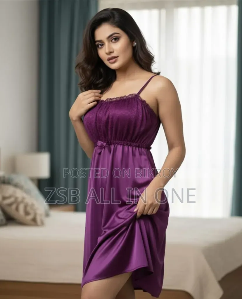 Premium Silk Satin Lacy Nighty