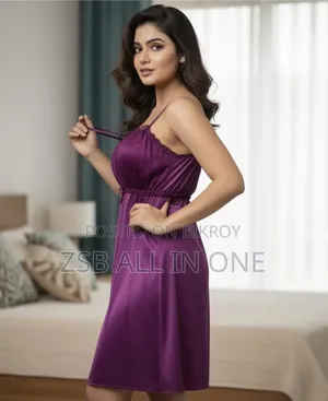 Premium Silk Satin Lacy Nighty