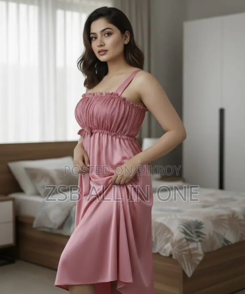 Premium Silk Satin Lacy Nighty
