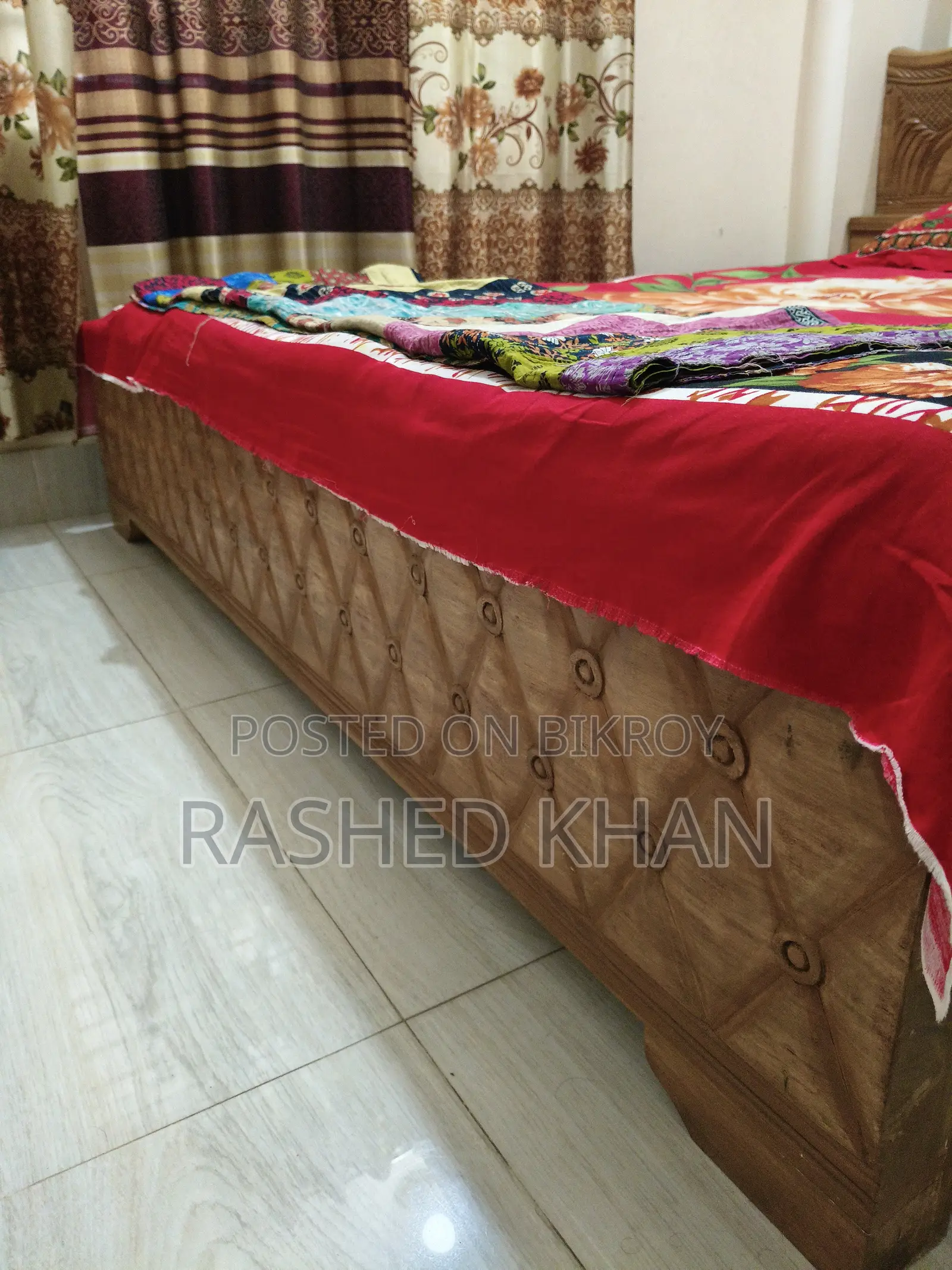 Bed, Wardrobe & Fridge