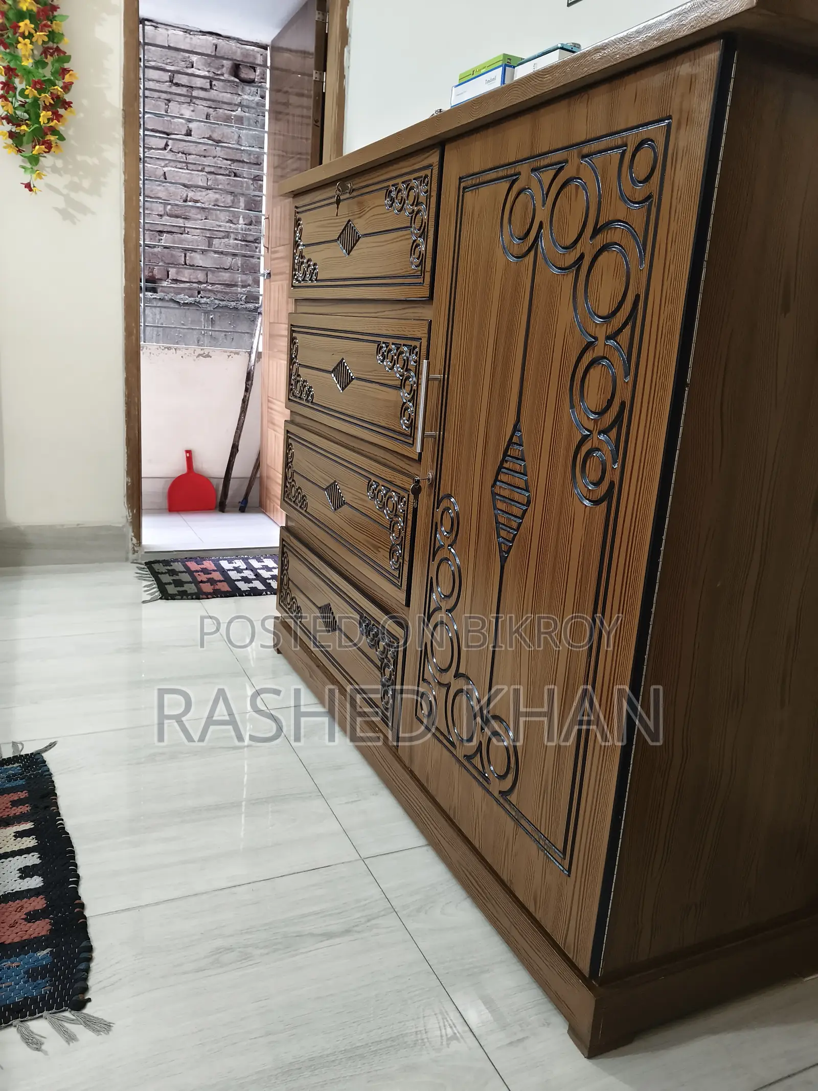Bed, Wardrobe & Fridge