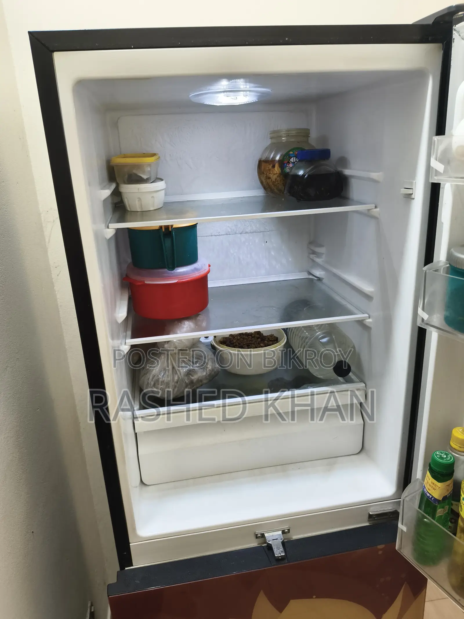 Bed, Wardrobe & Fridge