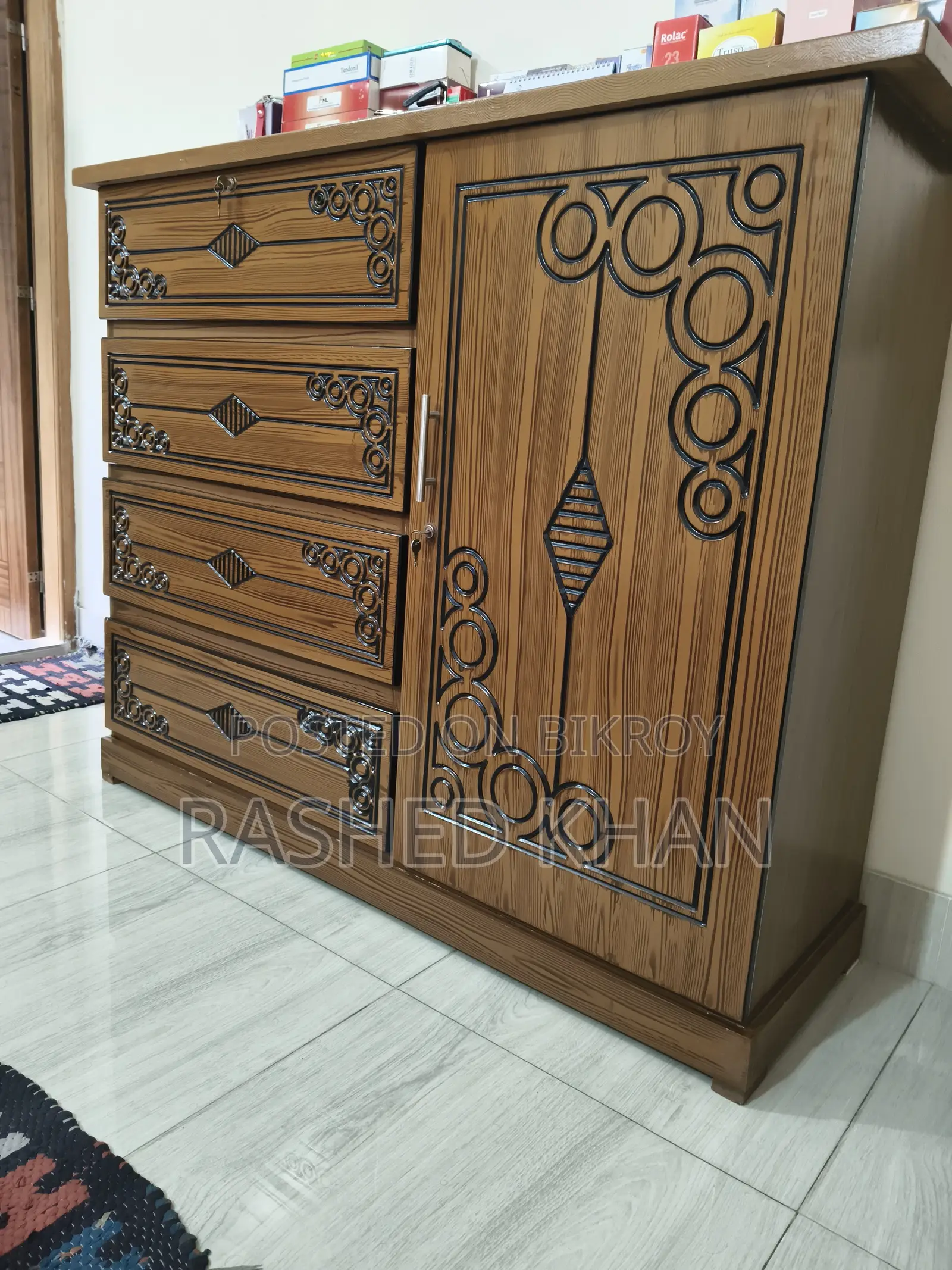 Bed, Wardrobe & Fridge