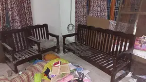 আসল সেগুন কাঠের সোফা সেট ৩+১+১ | কুশন কভার সহ