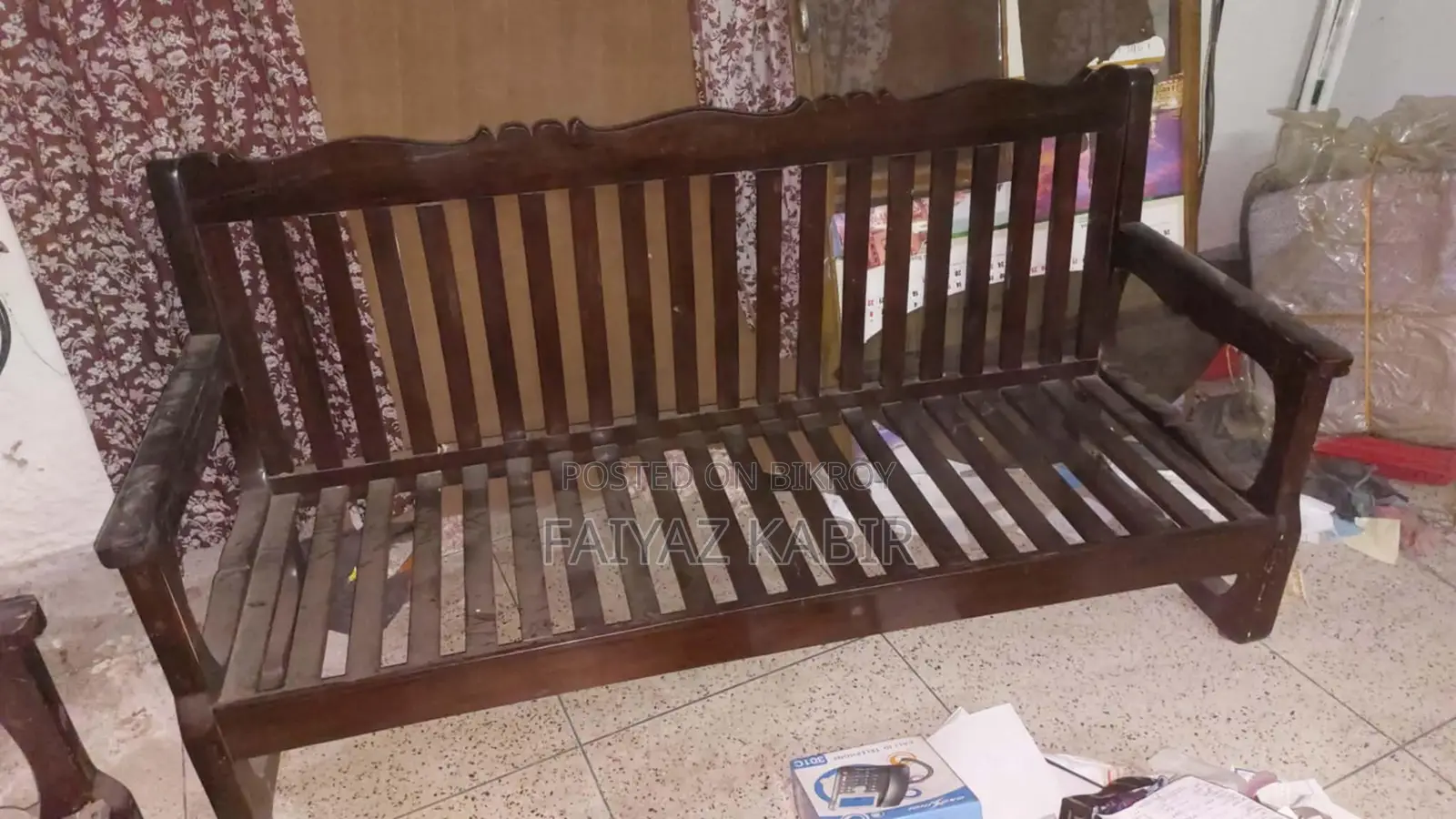 আসল সেগুন কাঠের সোফা সেট ৩+১+১ | কুশন কভার সহ