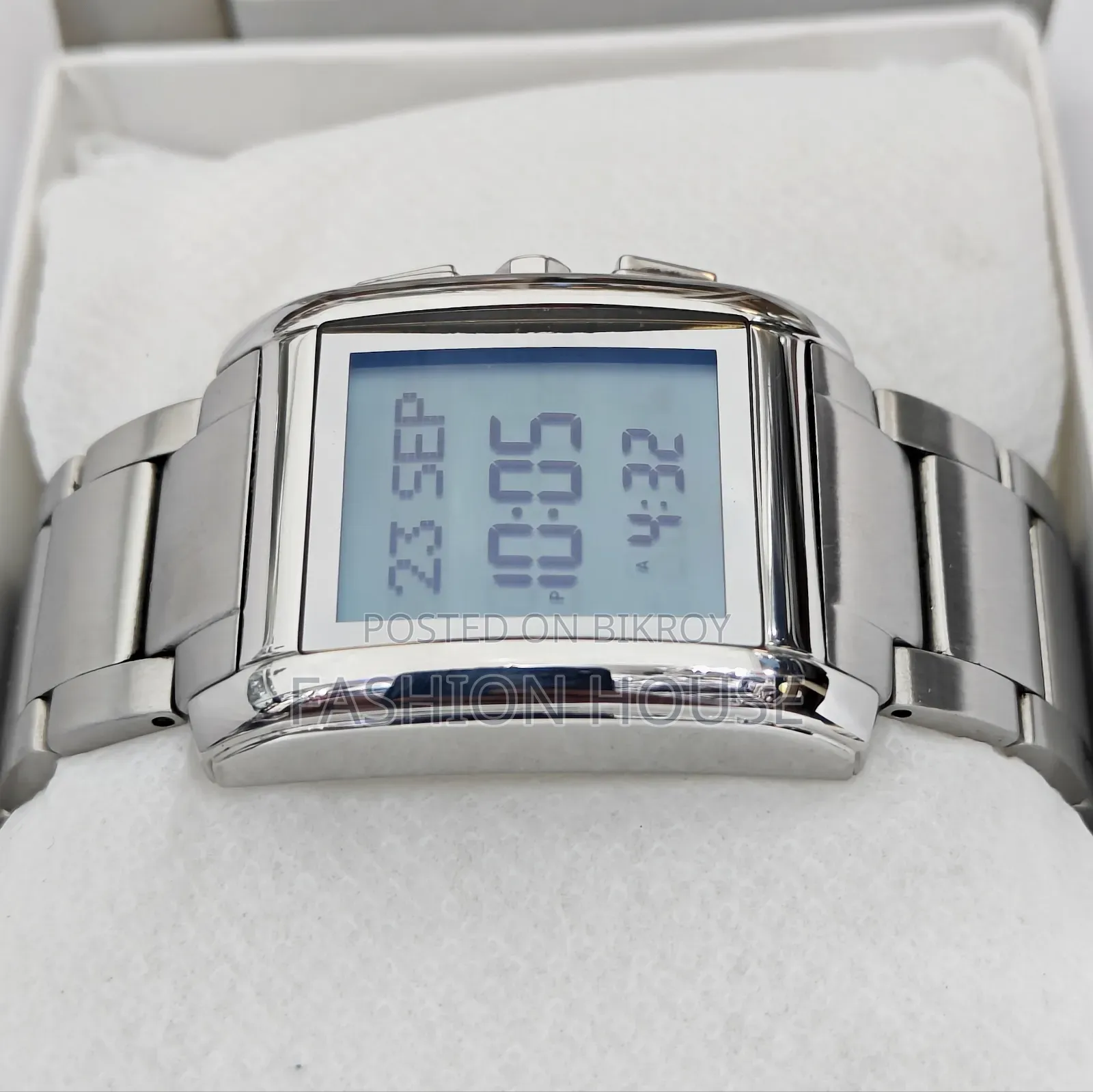 AL-FAJR WS-06 Original Digital Watch – Silver Stainless Steel Bracelet